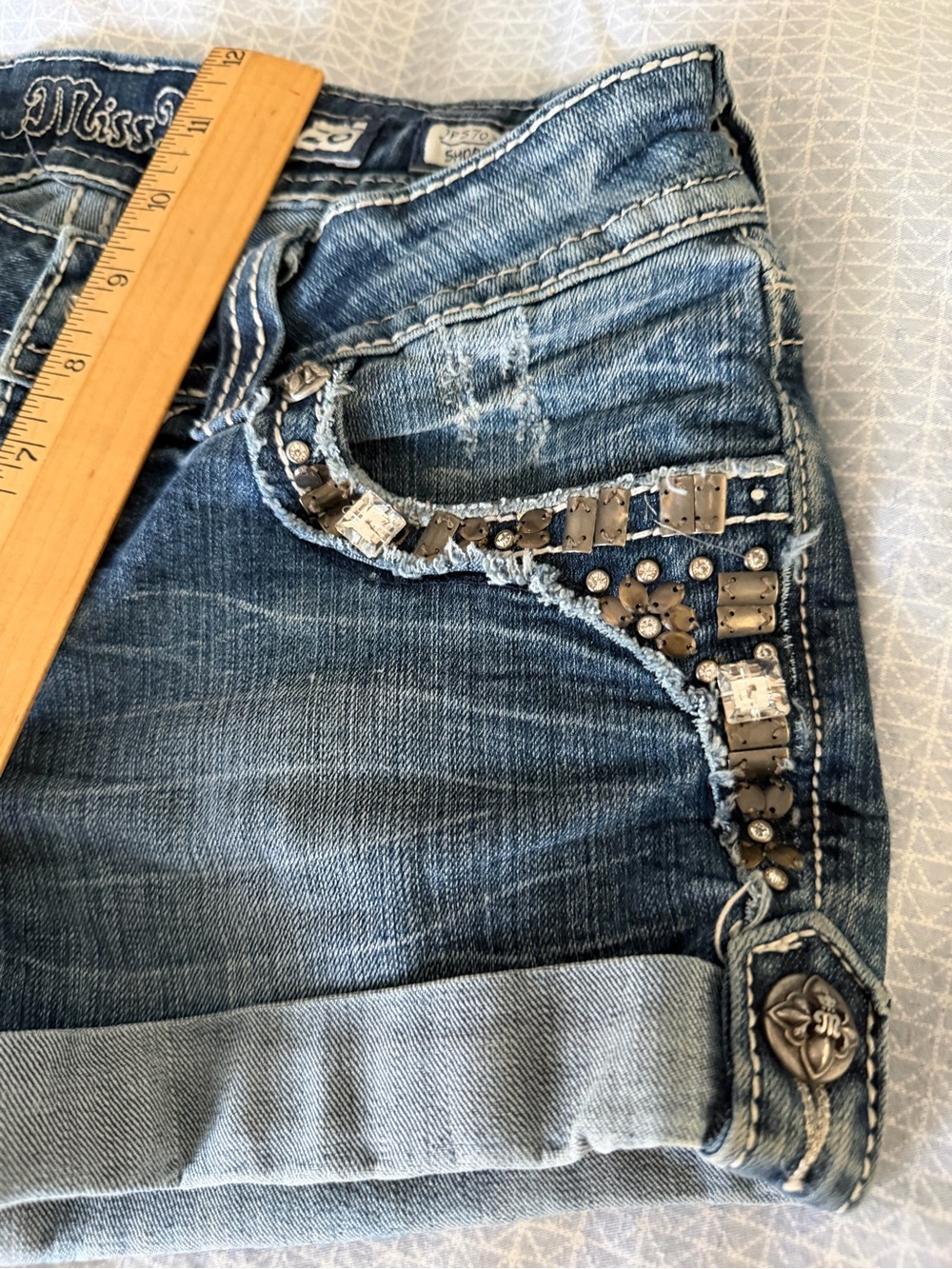 Miss Me Blue Denim Embellished Women's Shorts